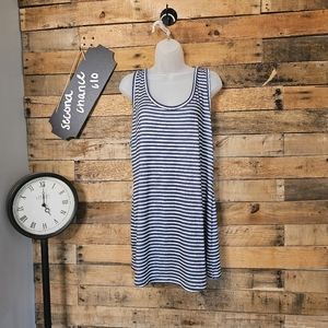 SALE-Ink + Ivy Women's Blue & Gray Stripped Tunic Tank Top Size L